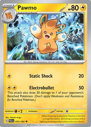 Pawmo 075  - Reverse Holofoil SV02 Paldea Evolved - Uncommon