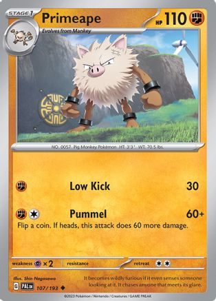 Primeape 107  - Reverse Holofoil SV02 Paldea Evolved - Uncommon