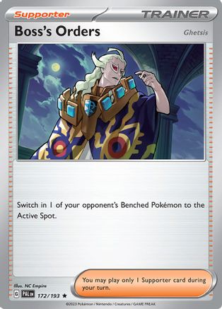 Boss's Orders 172/193  - Reverse Holofoil SV02 Paldea Evolved - Rare
