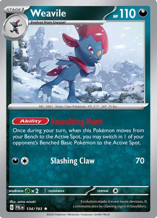 Weavile 134  - Holofoil SV02 Paldea Evolved - Rare