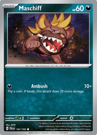 Maschiff 141/193  - Reverse Holofoil SV02 Paldea Evolved - Common