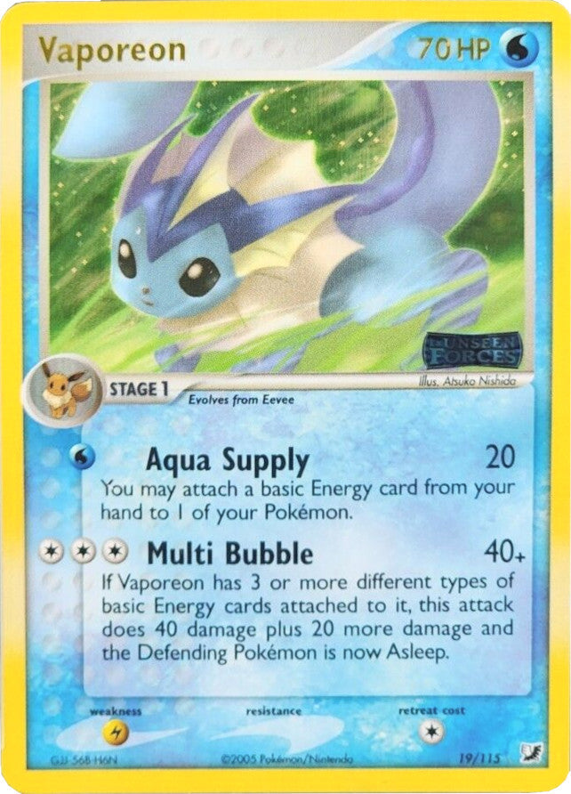 Vaporeon  - Reverse Holofoil Unseen Forces - Holo Rare