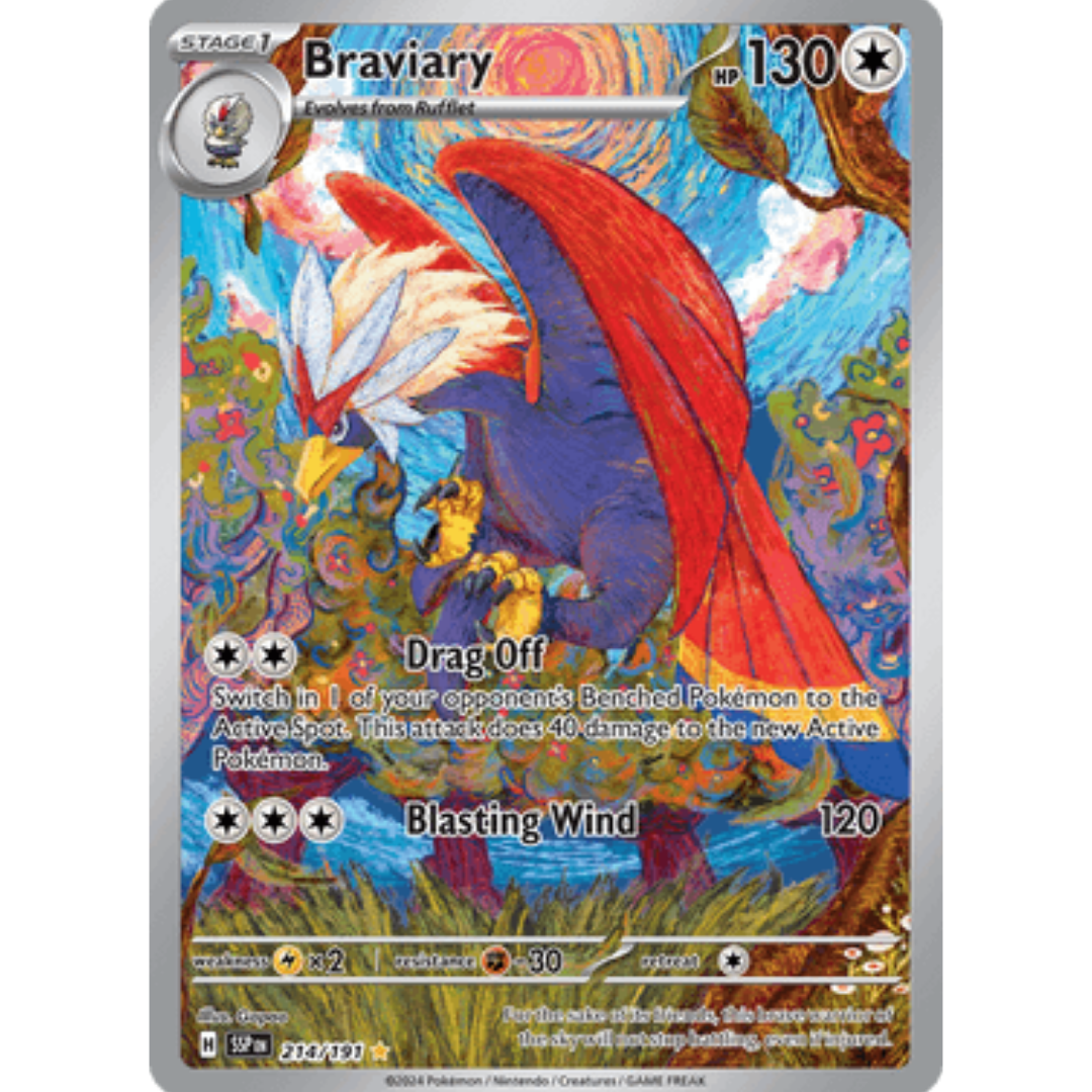 Braviary 214/191  - Holofoil SV08 Surging Sparks - Illustration Rare