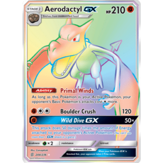 Aerodactyl GX (Secret) 244  - Holofoil SM  Unified Minds - Secret Rare