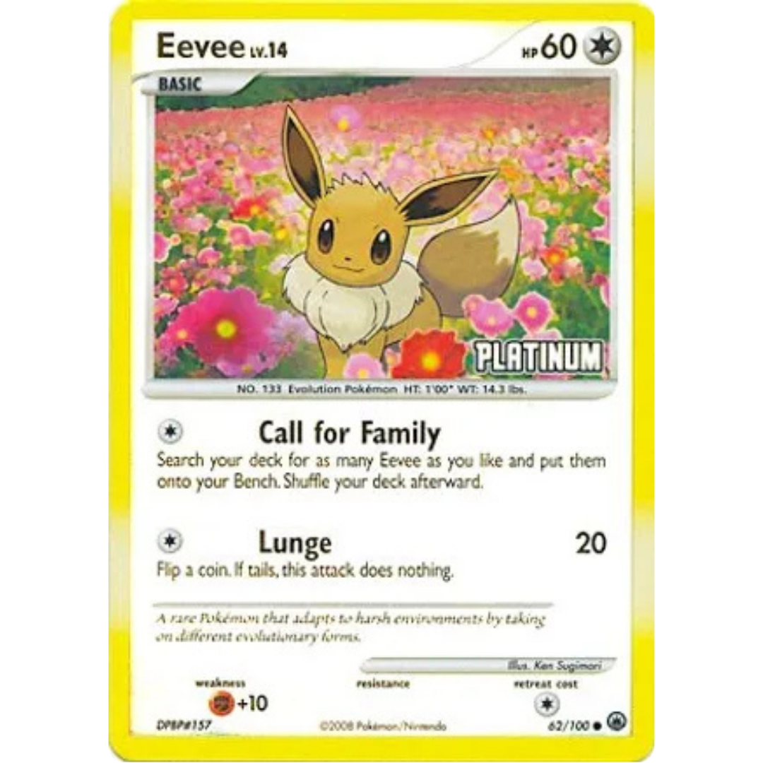 Eevee - 62/100 [Platinum]/100  - Reverse Holofoil Burger King Promos - Promo