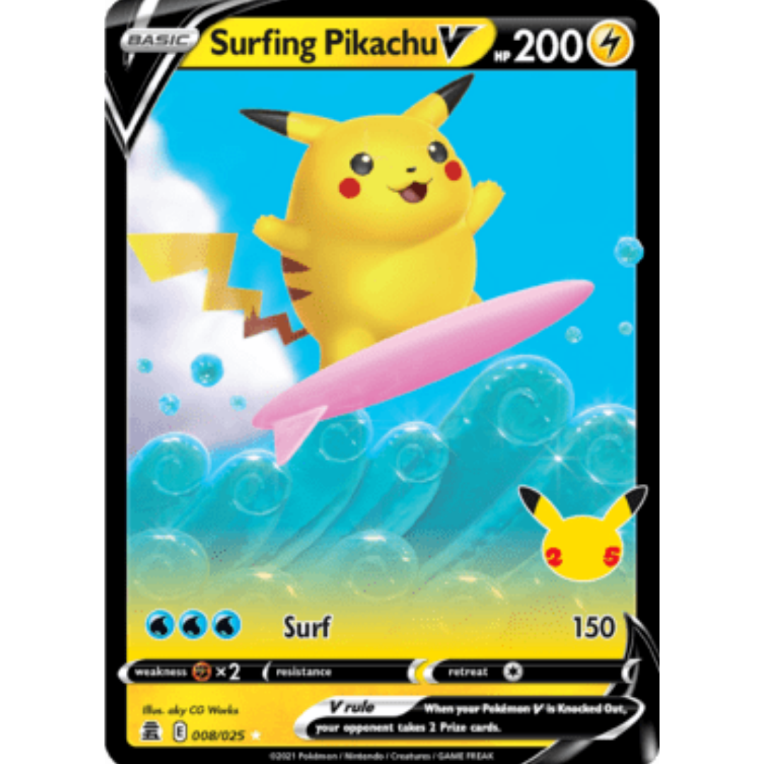 Surfing Pikachu V 008  - Holofoil Celebrations - Ultra Rare