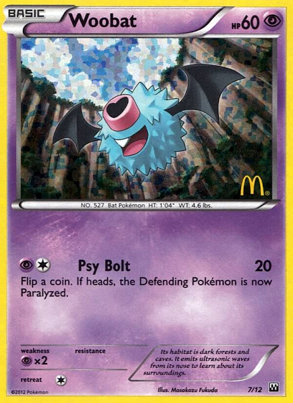 Woobat - 7/12/12  - Holofoil McDonalds Promos 2012 - Promo