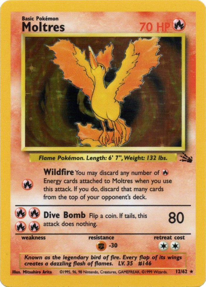 Moltres (12) 012  - 1st Edition Holofoil Fossil - Holo Rare