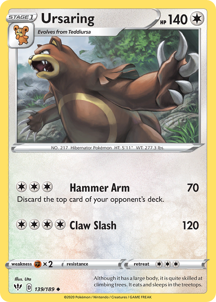 Ursaring 139  SWSH03 Darkness Ablaze - Uncommon
