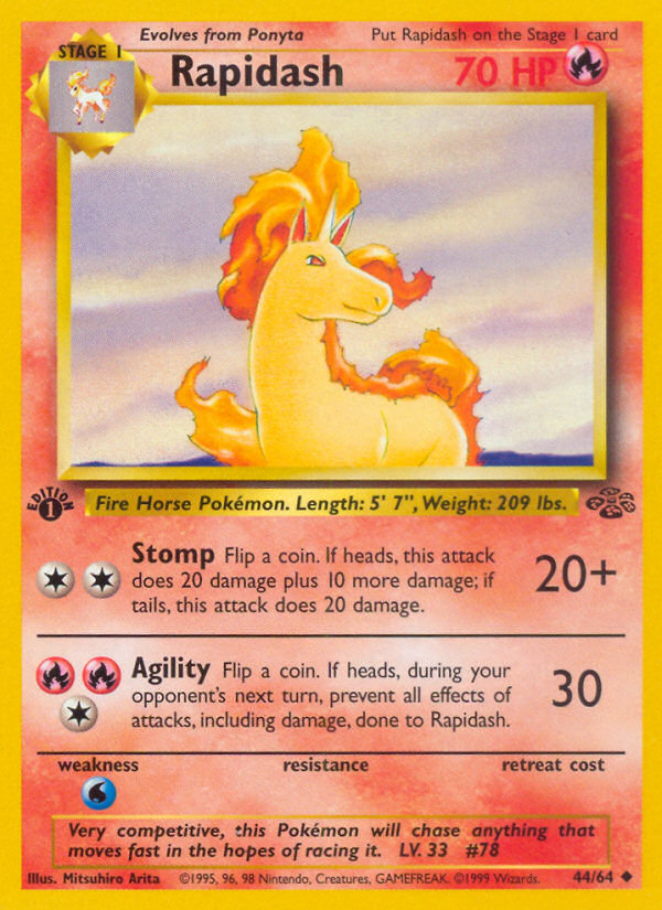 Rapidash 044/64  - 1st Edition Jungle - Uncommon
