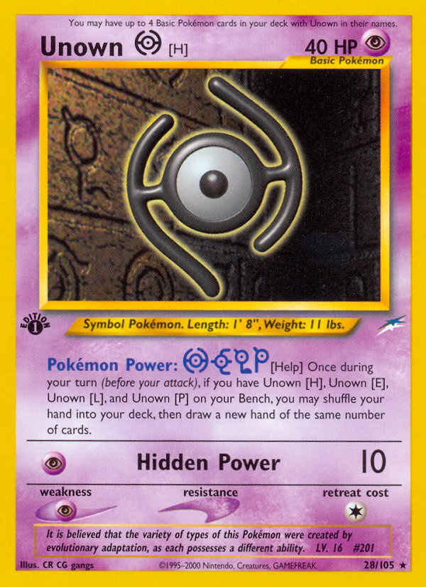 Unown [H]  - 1st Edition Neo Destiny - Rare