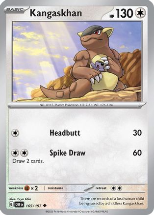 Kangaskhan 165  SV03 Obsidian Flames - Uncommon