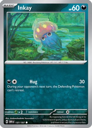 Inkay 137  - Reverse Holofoil SV03 Obsidian Flames - Common