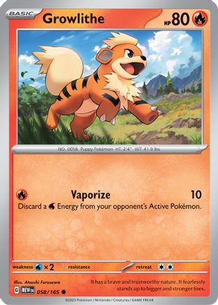 Growlithe 058  - Reverse Holofoil SV Scarlet & Violet 151 - Common