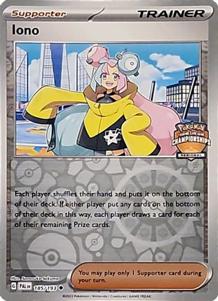 Iono - 185/193 (Regional Championships)/193  - Reverse Holofoil League & Championship Cards - Uncommon