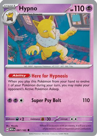 Hypno 097  - Reverse Holofoil SV Scarlet & Violet 151 - Uncommon
