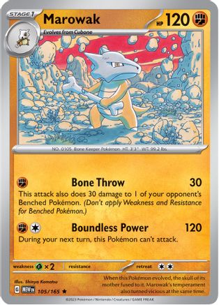 Marowak 105  - Reverse Holofoil SV Scarlet & Violet 151 - Rare