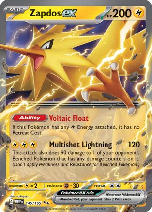 Zapdos ex 145/165  - Holofoil SV Scarlet & Violet 151 - Double Rare