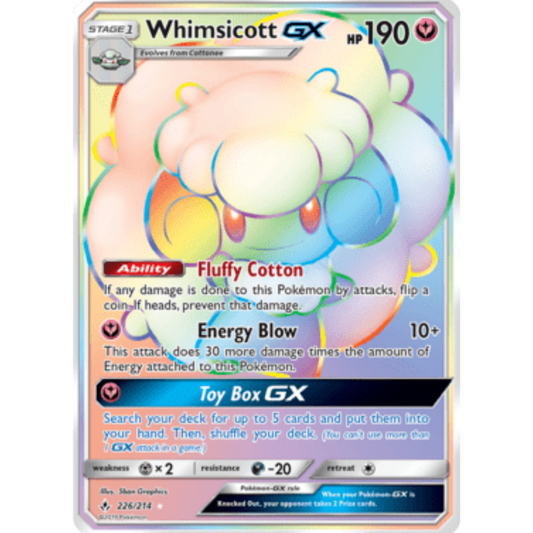 Whimsicott GX (Secret) 226  - Holofoil SM  Unbroken Bonds - Secret Rare