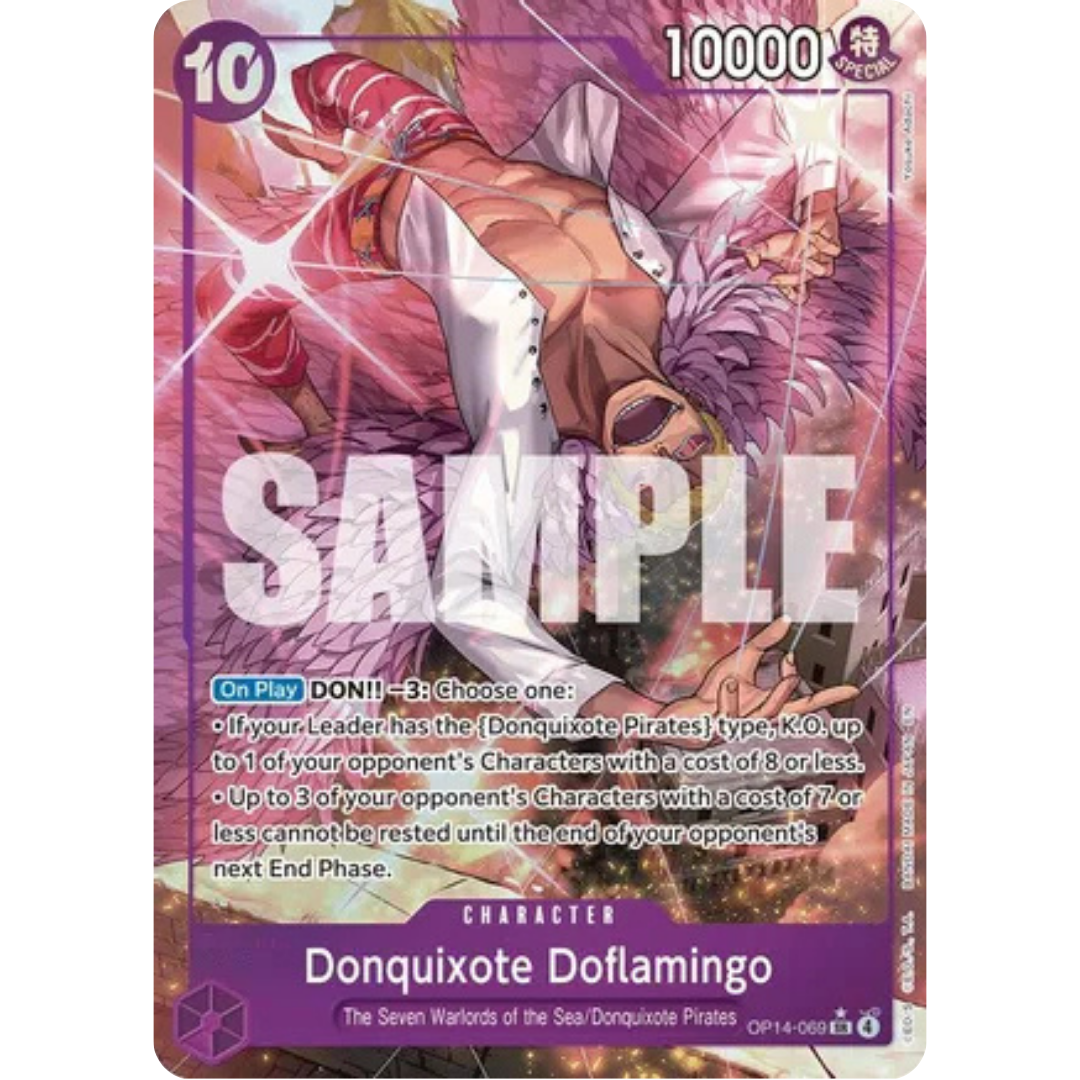 Donquixhote Doflamingo - OP14-069 (Alternate Art) (OP14-069) - The Azure Sea's Seven Foil