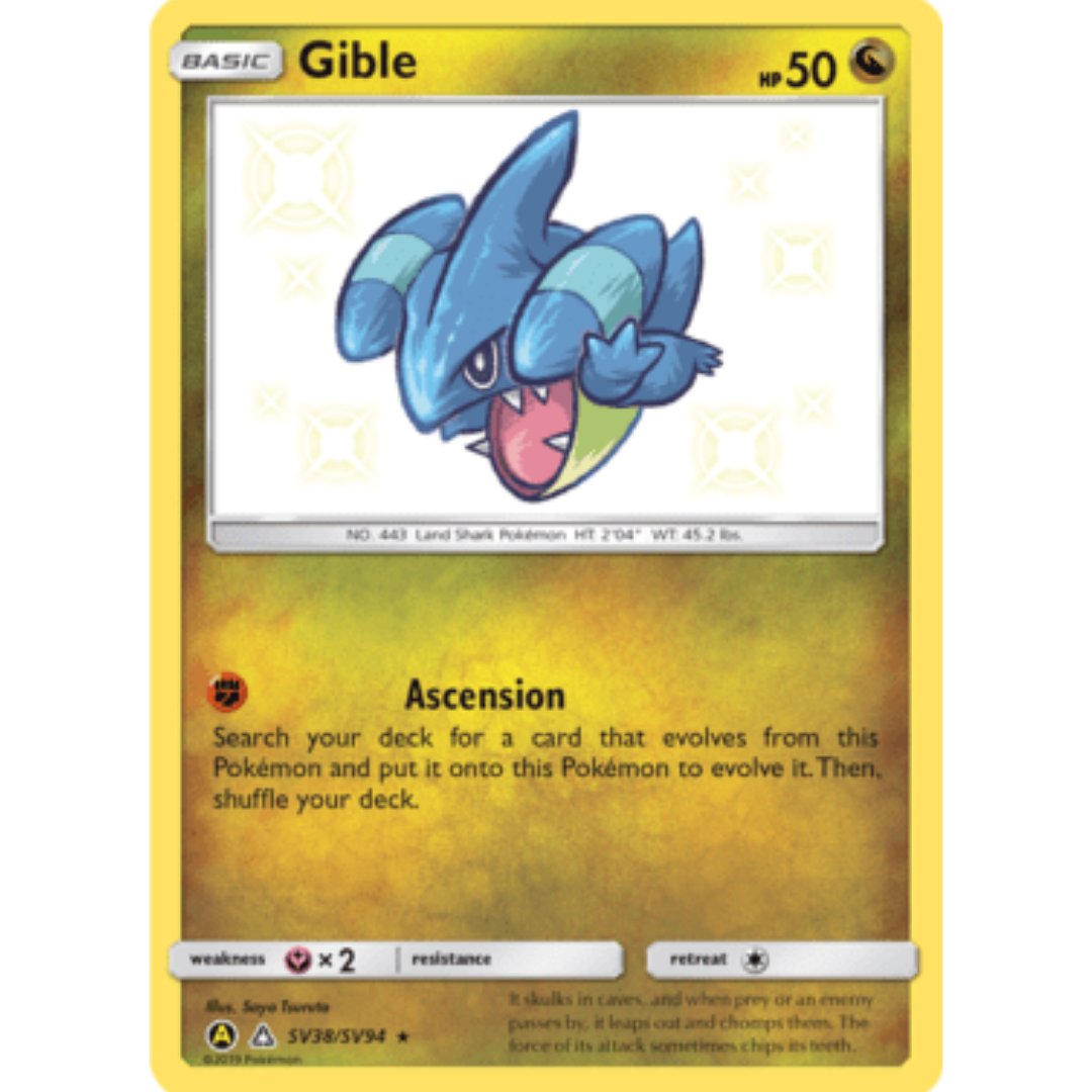 Gible SV38  - Holofoil Hidden Fates Shiny Vault - Shiny Holo Rare