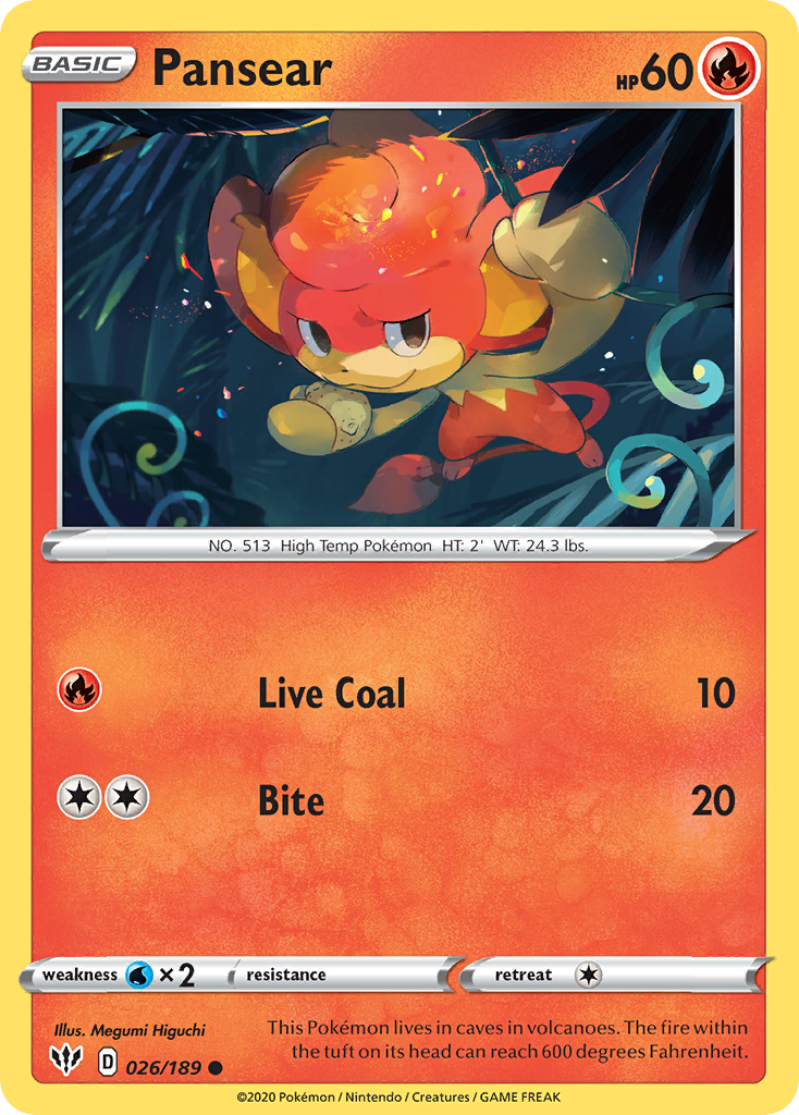 Pansear 026  SWSH03 Darkness Ablaze - Common