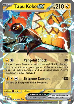 Tapu Koko ex 068/182  - Holofoil SV04 Paradox Rift - Double Rare