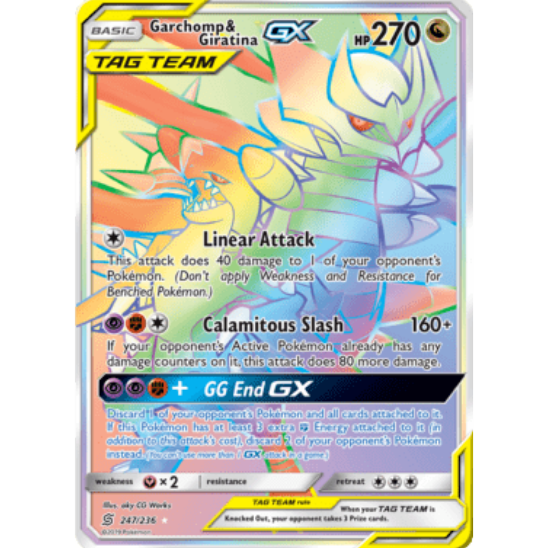 Garchomp & Giratina GX (Secret) 247  - Holofoil SM  Unified Minds - Secret Rare