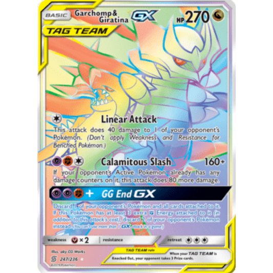 Garchomp & Giratina GX (Secret) 247  - Holofoil SM  Unified Minds - Secret Rare