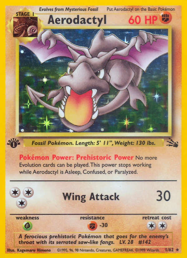 Aerodactyl (1) 001  - 1st Edition Holofoil Fossil - Holo Rare