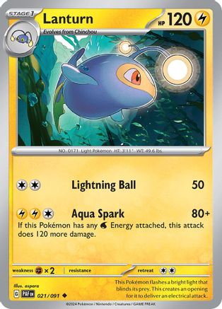 Lanturn 021  - Reverse Holofoil SV Paldean Fates - Uncommon