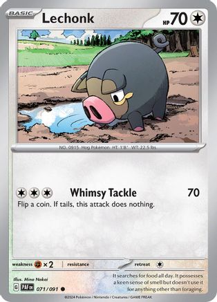 Lechonk 071/091  - Reverse Holofoil SV Paldean Fates - Common