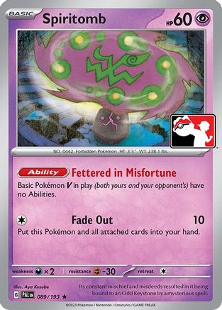 Spiritomb 089/193  - Holofoil Prize Pack Series Cards - Rare