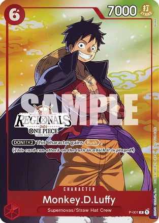 Monkey.D.Luffy (001) (Online Regional 2024 Vol. 2) [Participant] (P-001) - One Piece Promotion Cards Foil