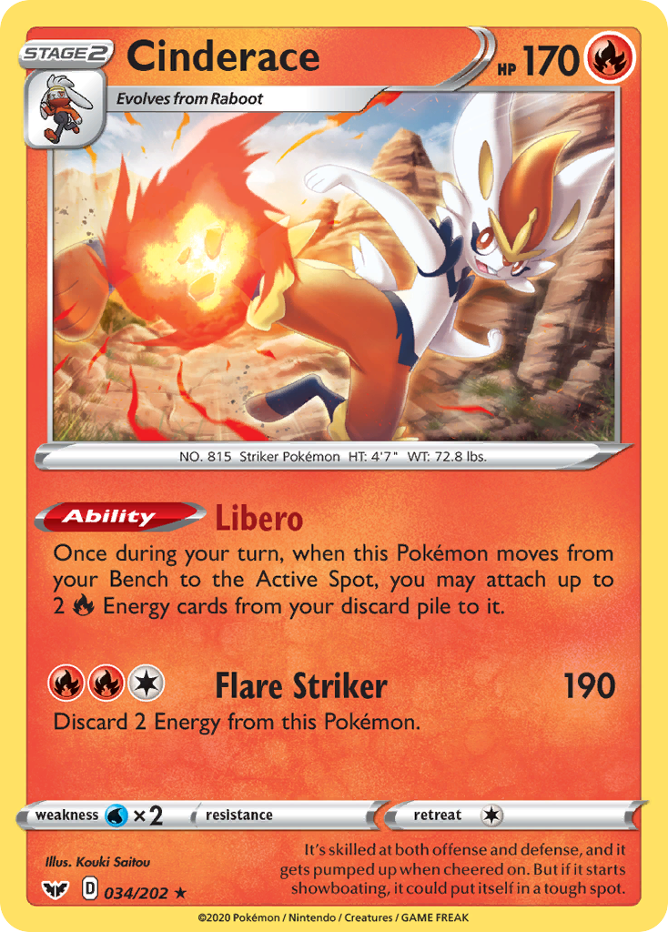Cinderace - 034/202 (Non-Holo)/202  Deck Exclusives - Rare