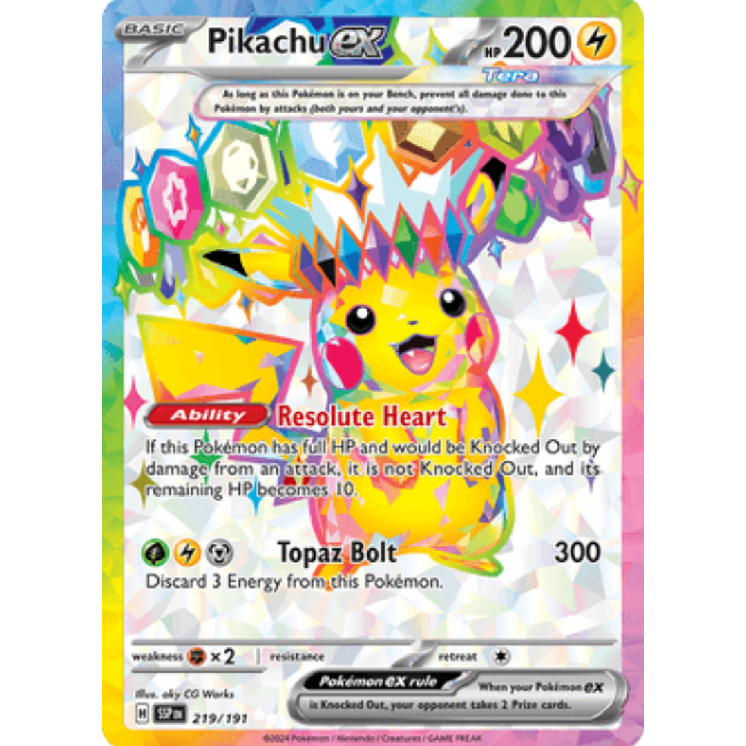 Pikachu ex 219/191  - Holofoil SV08 Surging Sparks - Ultra Rare