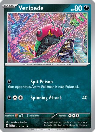 Venipede 115  - Reverse Holofoil SV06 Twilight Masquerade - Common
