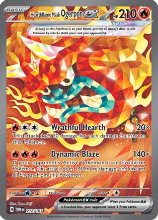 Hearthflame Mask Ogerpon ex 212/167  - Holofoil SV06 Twilight Masquerade - Special Illustration Rare