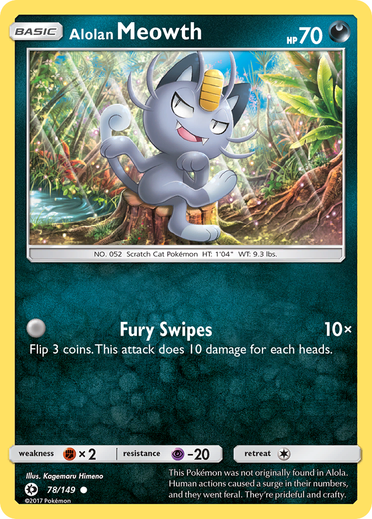 Alolan Meowth 078  SM Base Set - Common