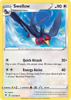Swellow 134  SWSH04 Vivid Voltage - Uncommon