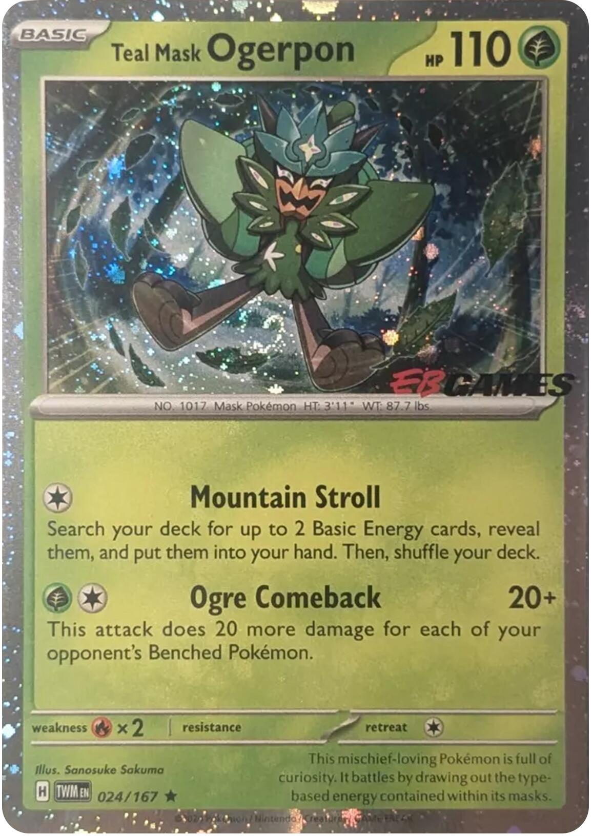 Teal Mask Ogerpon (Cosmos Holo) (EB Games Exclusive) 024  - Holofoil Miscellaneous Cards & Products - Rare
