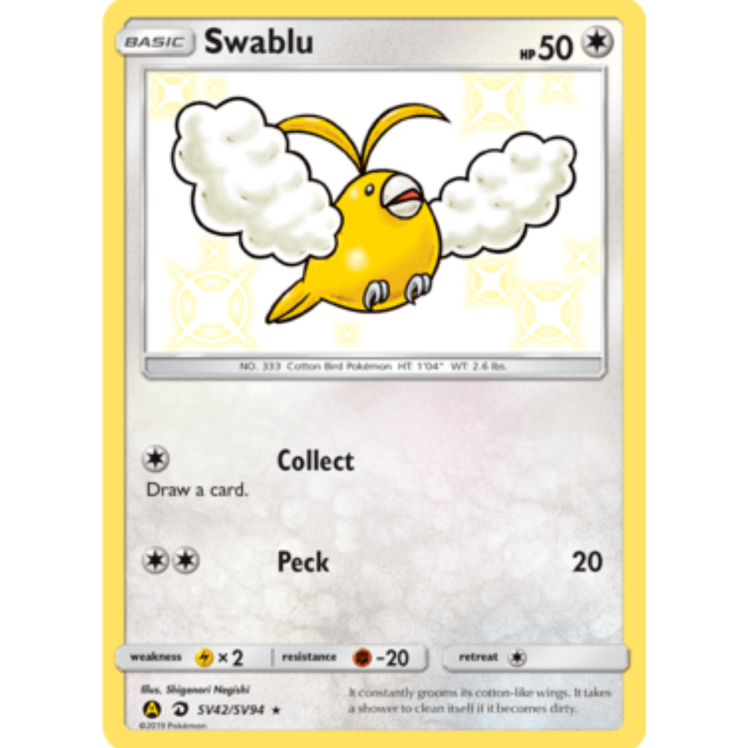 Swablu SV42  - Holofoil Hidden Fates Shiny Vault - Shiny Holo Rare