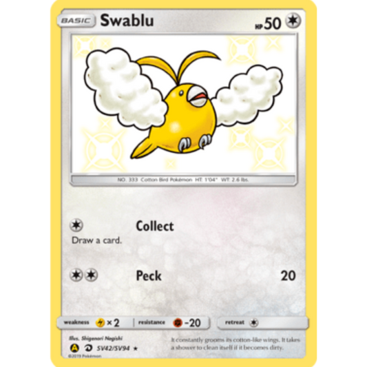 Swablu SV42/SV94  - Holofoil Hidden Fates Shiny Vault - Shiny Holo Rare