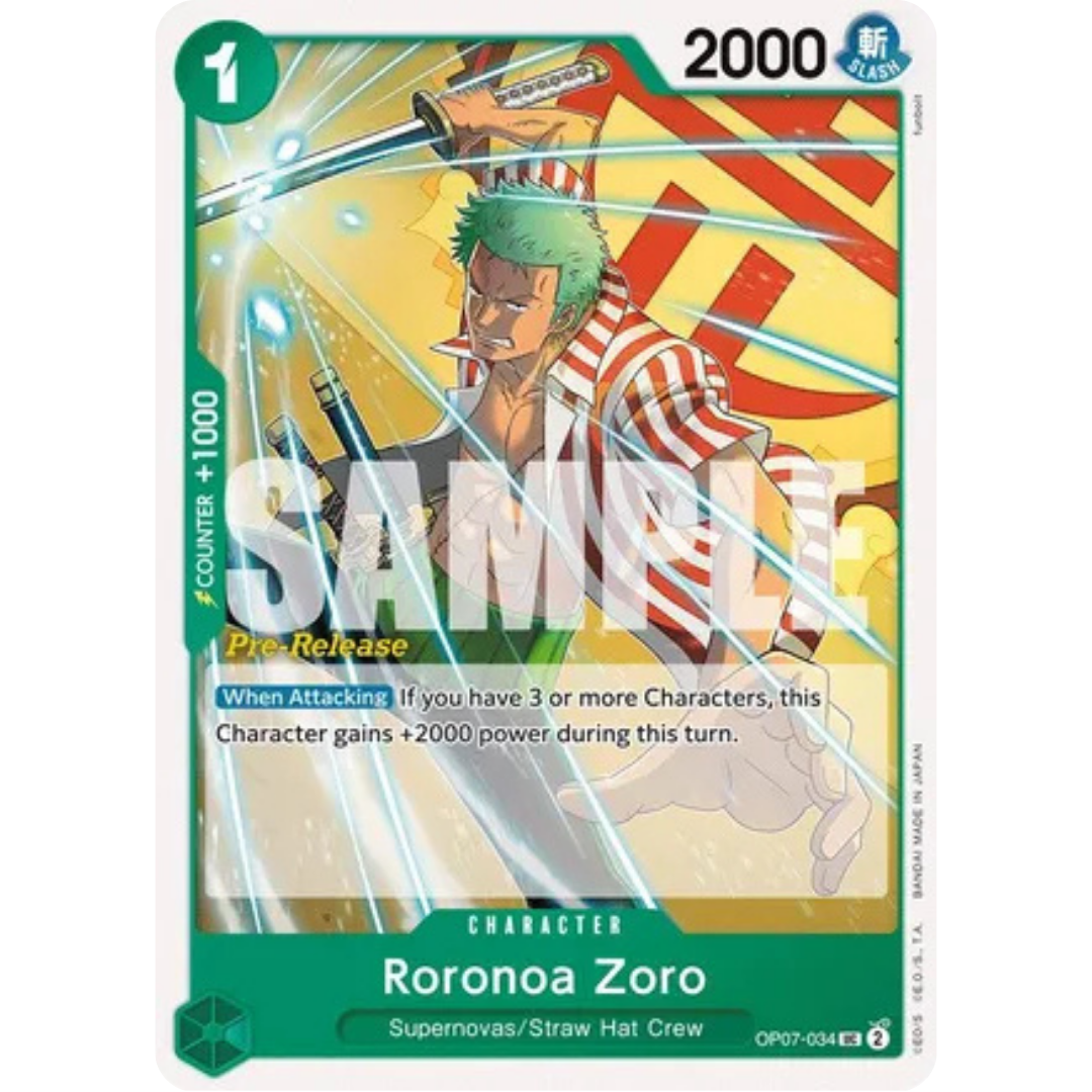 Roronoa Zoro (034) (OP07-034) - 500 Years in the Future Pre-Release Cards
