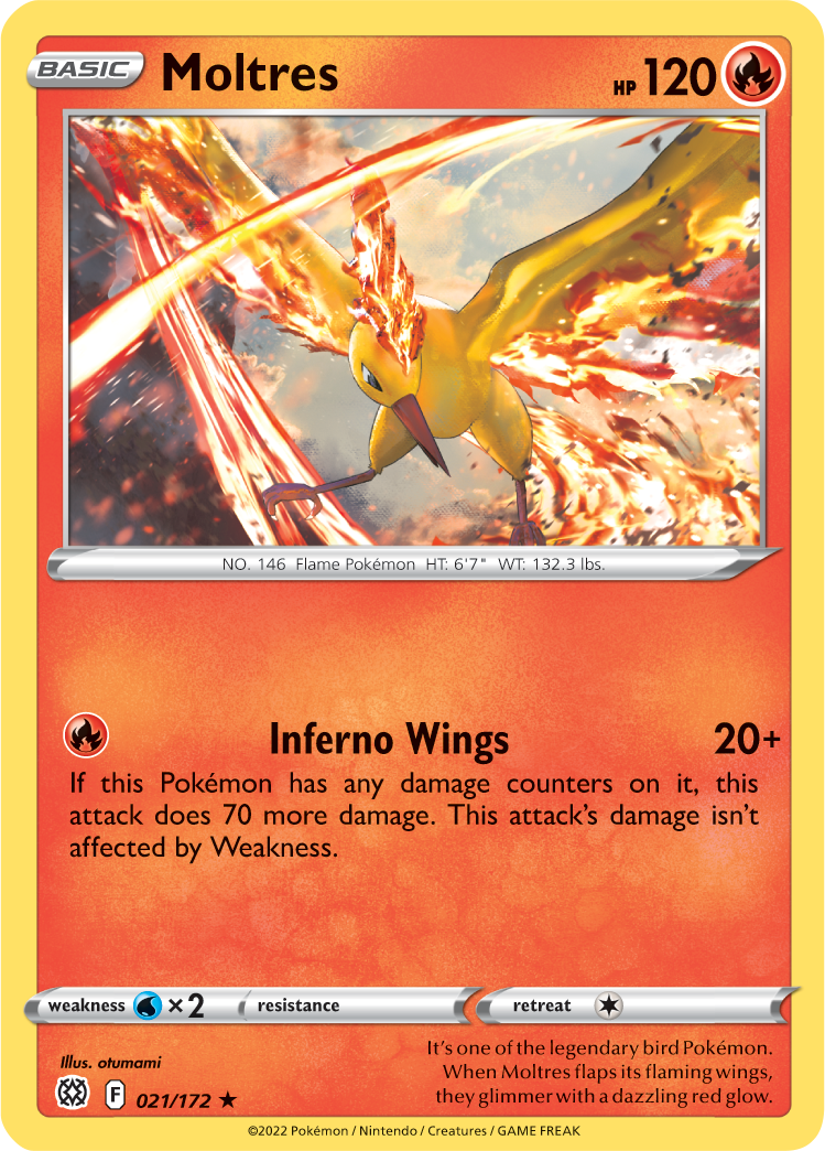 Moltres 021  - Holofoil SWSH09 Brilliant Stars - Holo Rare