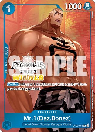 Mr.1 (Daz.Bonez) (Offline Regional 2024 Vol. 3) [Winner] (OP02-063) - One Piece Promotion Cards Foil