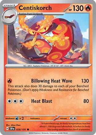 Centiskorch 028  - Reverse Holofoil SV08 Surging Sparks - Common