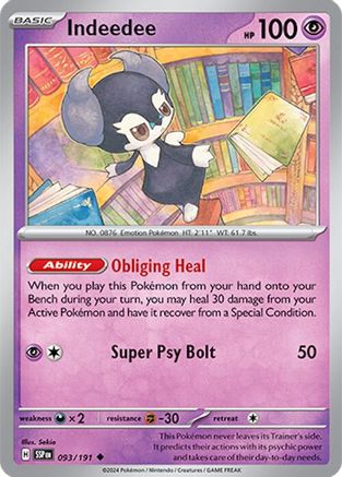 Indeedee 093  - Reverse Holofoil SV08 Surging Sparks - Uncommon