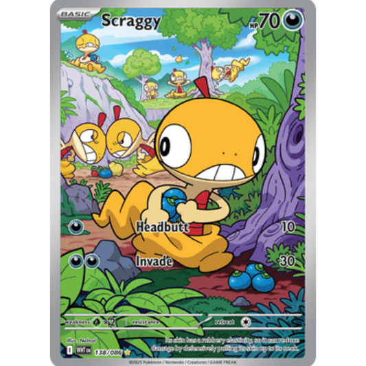 Scraggy 138/086  - Holofoil SV White Flare - Illustration Rare