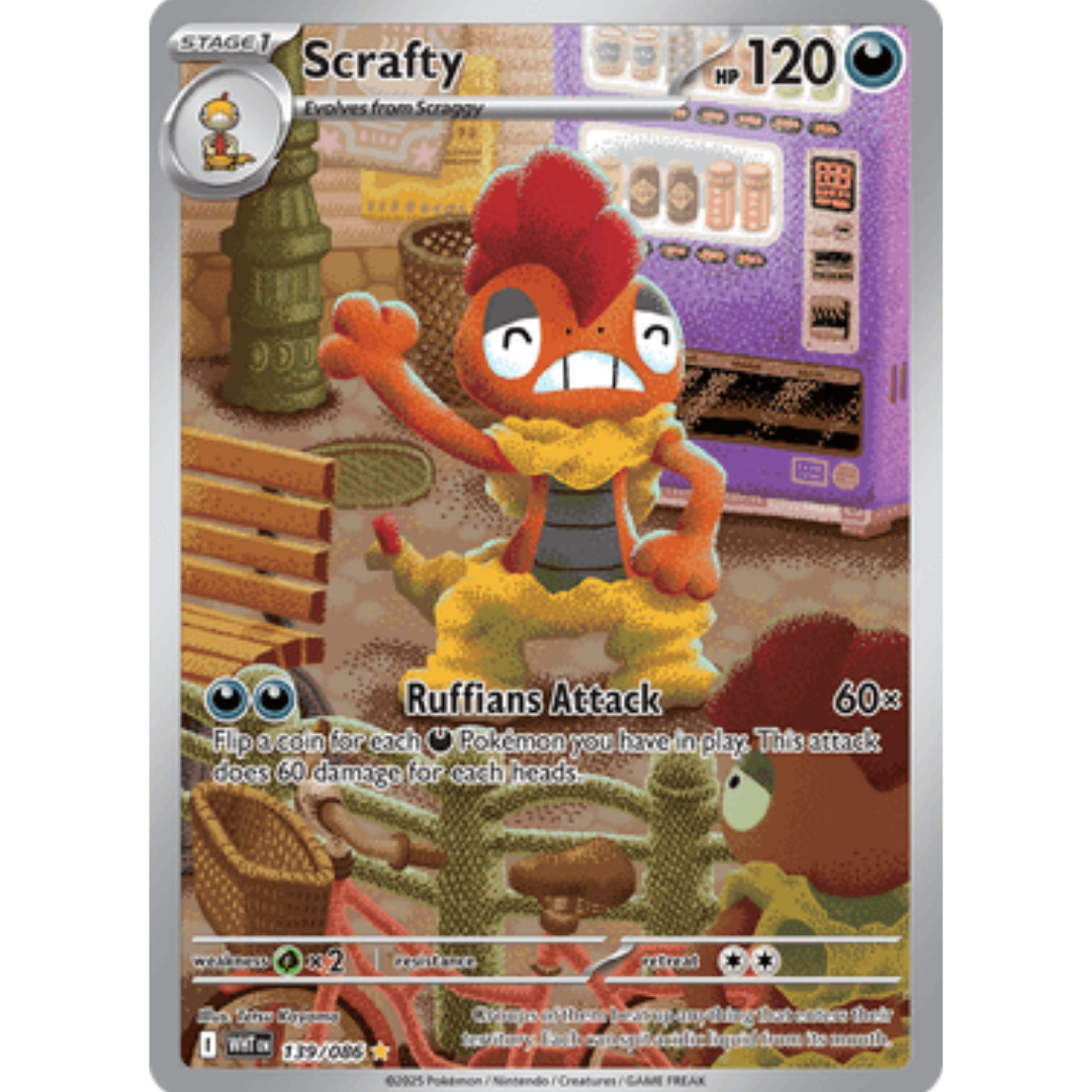 Scrafty 139/086  - Holofoil SV White Flare - Illustration Rare